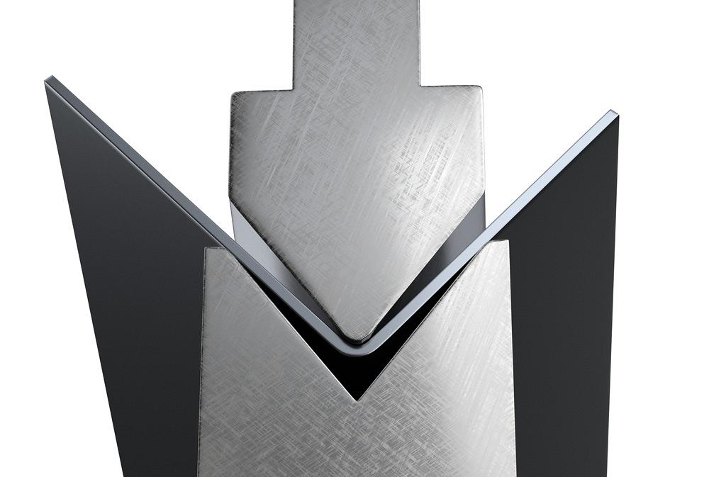 A press brake's V die forms a piece of sheet metal.